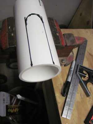 Step3 Mark the pipe with combo square and sharpie