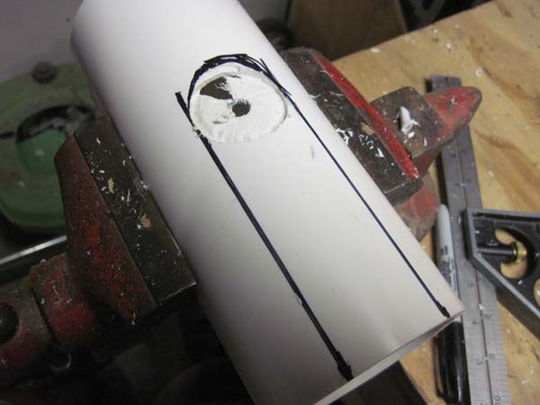 Step4 drill out the curved end with holesaw